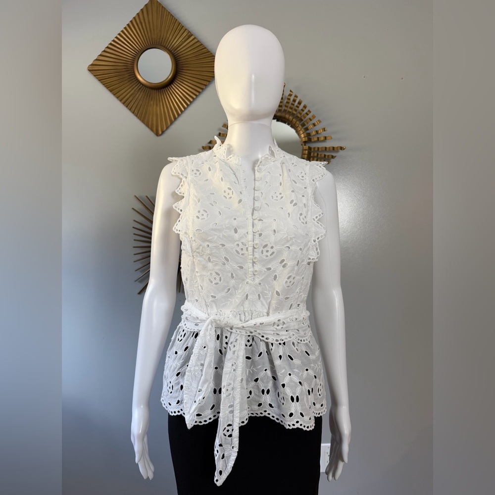 Rebecca Taylor White Eyelet Cotton Blouse